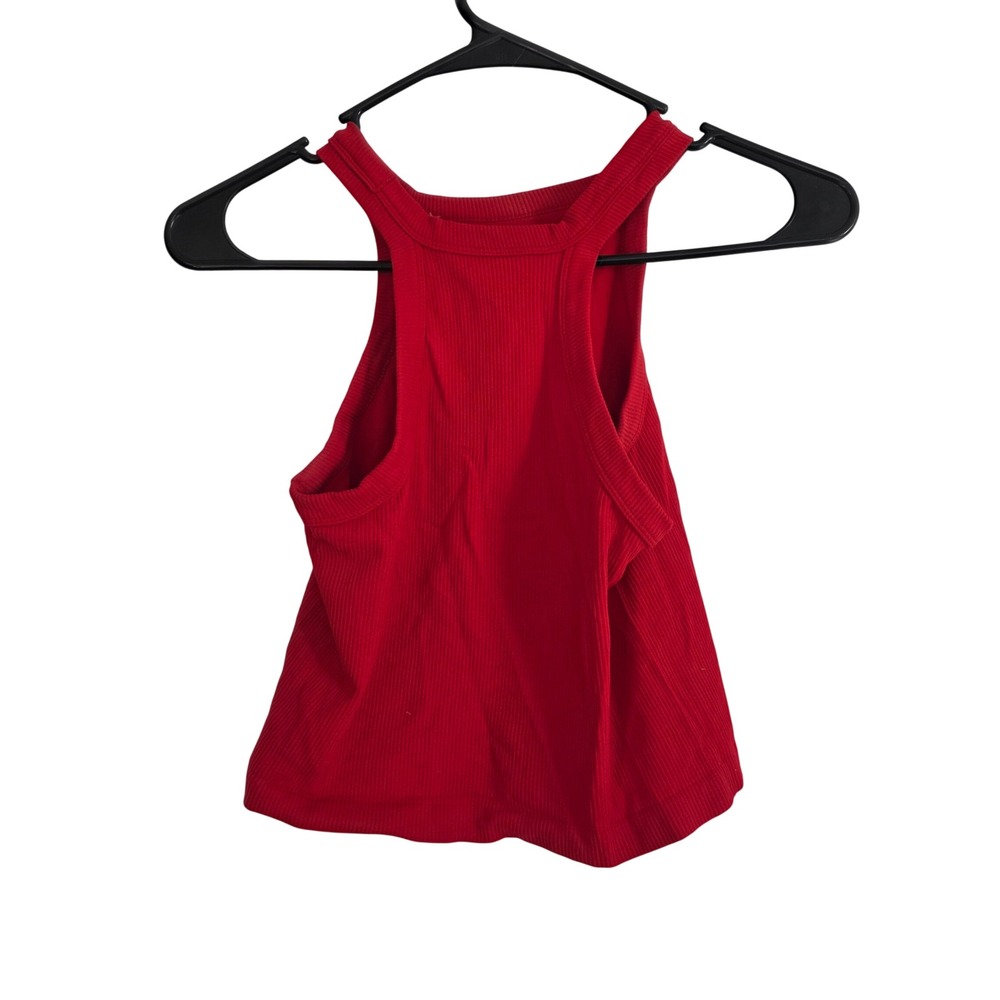 Skylee Collection Red Ribbed Halter Racerback Tank Top One Size OS - Picture 2 of 4